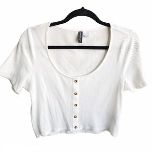 H&M Divided | White Crop Top